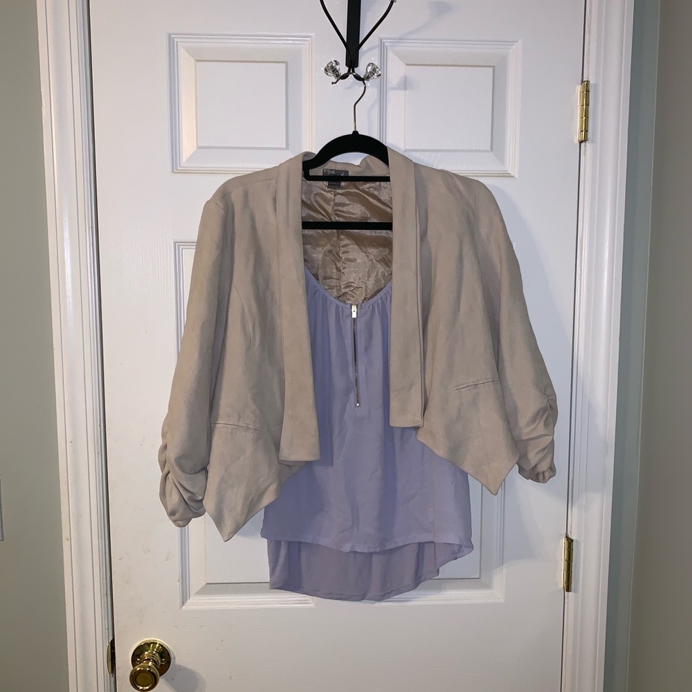 Beige suede (ish?) crop blazer